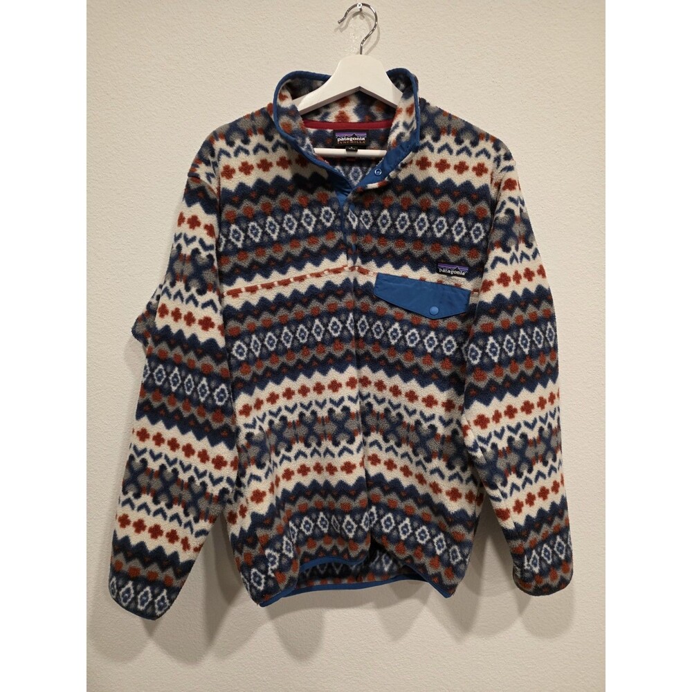 Patagonia Synchilla Snap-T Pullover Fleece Cliff Underwater Blue Aztec Men's S.